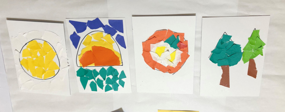 コラージュを4枚使って物語を創作